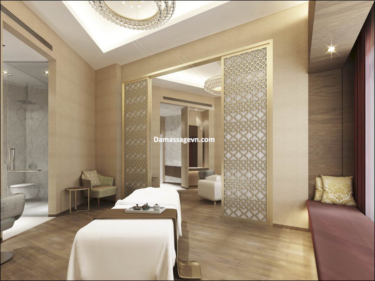 Phòng Spa của Anphanam Luxury Apartment Đà Nẵng được thiết kế sang trọng với nhiều tiện ích.